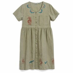 Sunbelt Vintage Boho Southwestern Kokopelli Dress S Cotton Button Front Festival